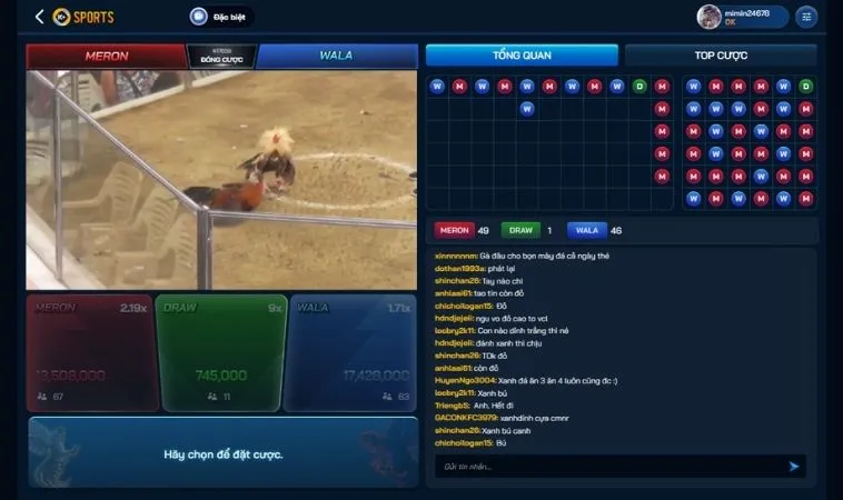 Giao diện cá cược đá gà tại Bet66