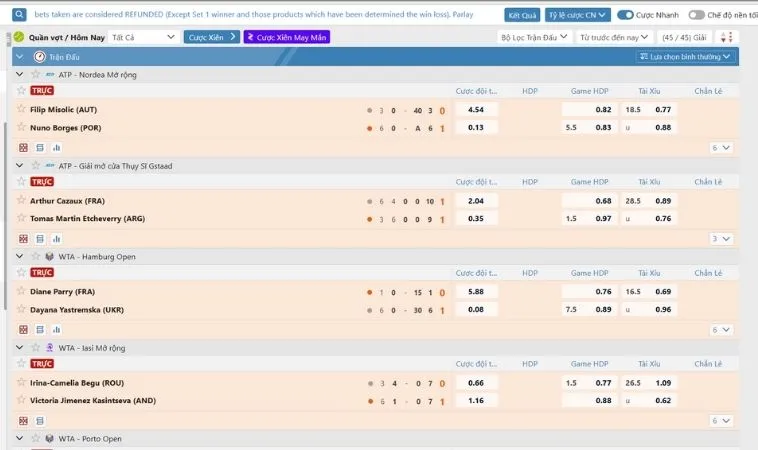Bí Quyết Tìm Hiểu Cá Cược Quần Vợt Bet66 Dành Cho Tân Thủ 2 Giao diện đặt cược kèo quần vợt Bet66